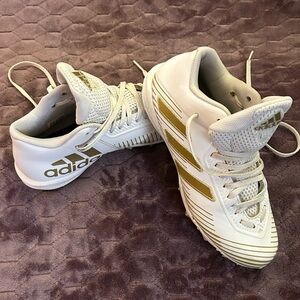 Adidas White and Gold Cleats